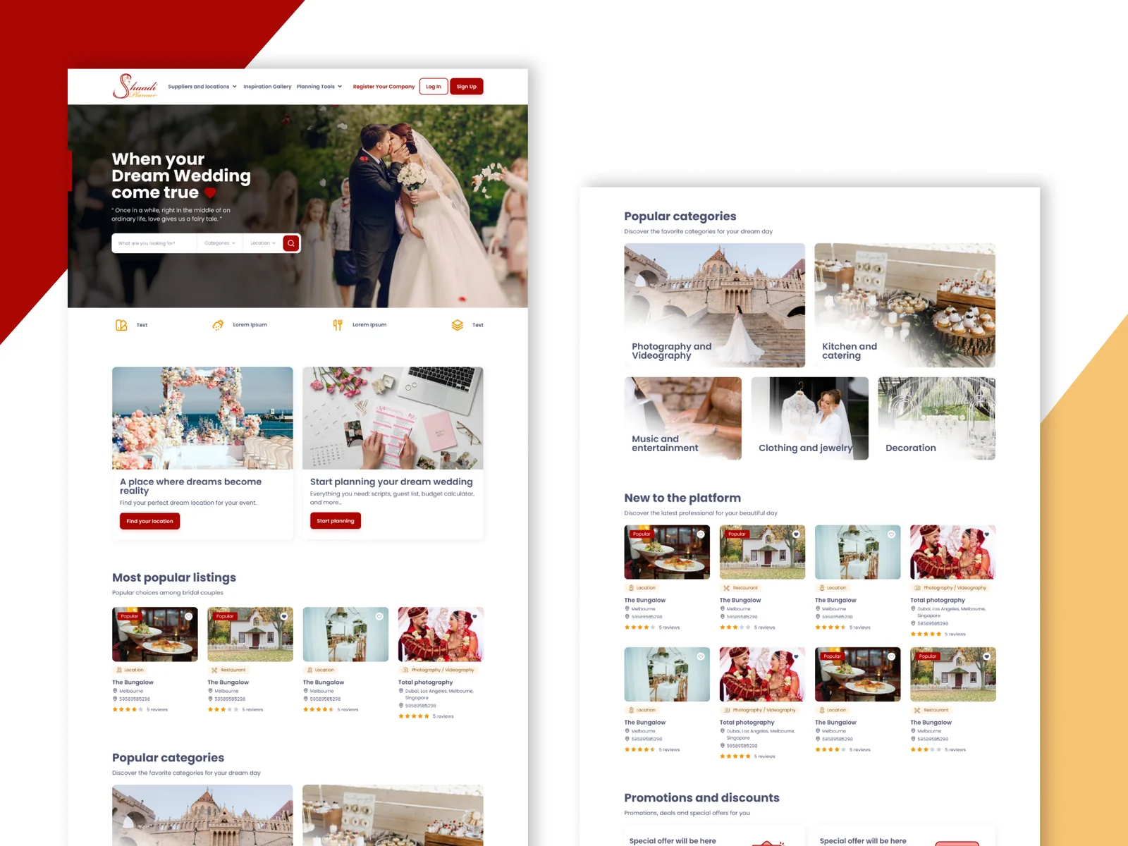 Shaadi Planner website design